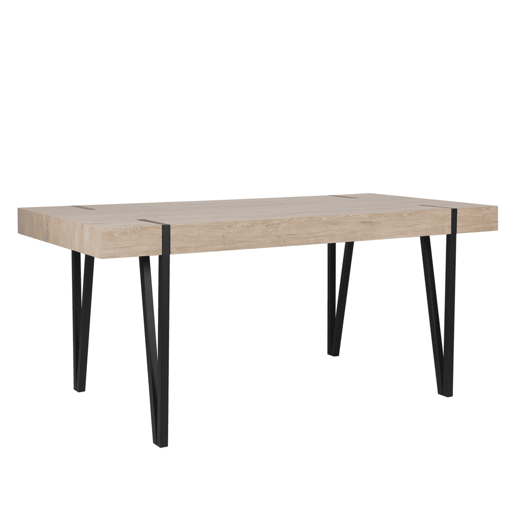 Beliani Jedálenský stôl 180 x 90 cm svetlé drevo s čiernou ADENA